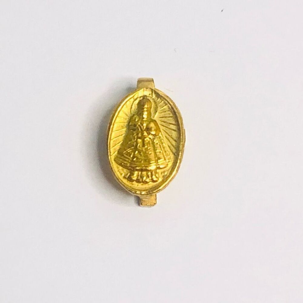 vintage gold tone infant‎ prague sacred heart on obverse cross hook tiny